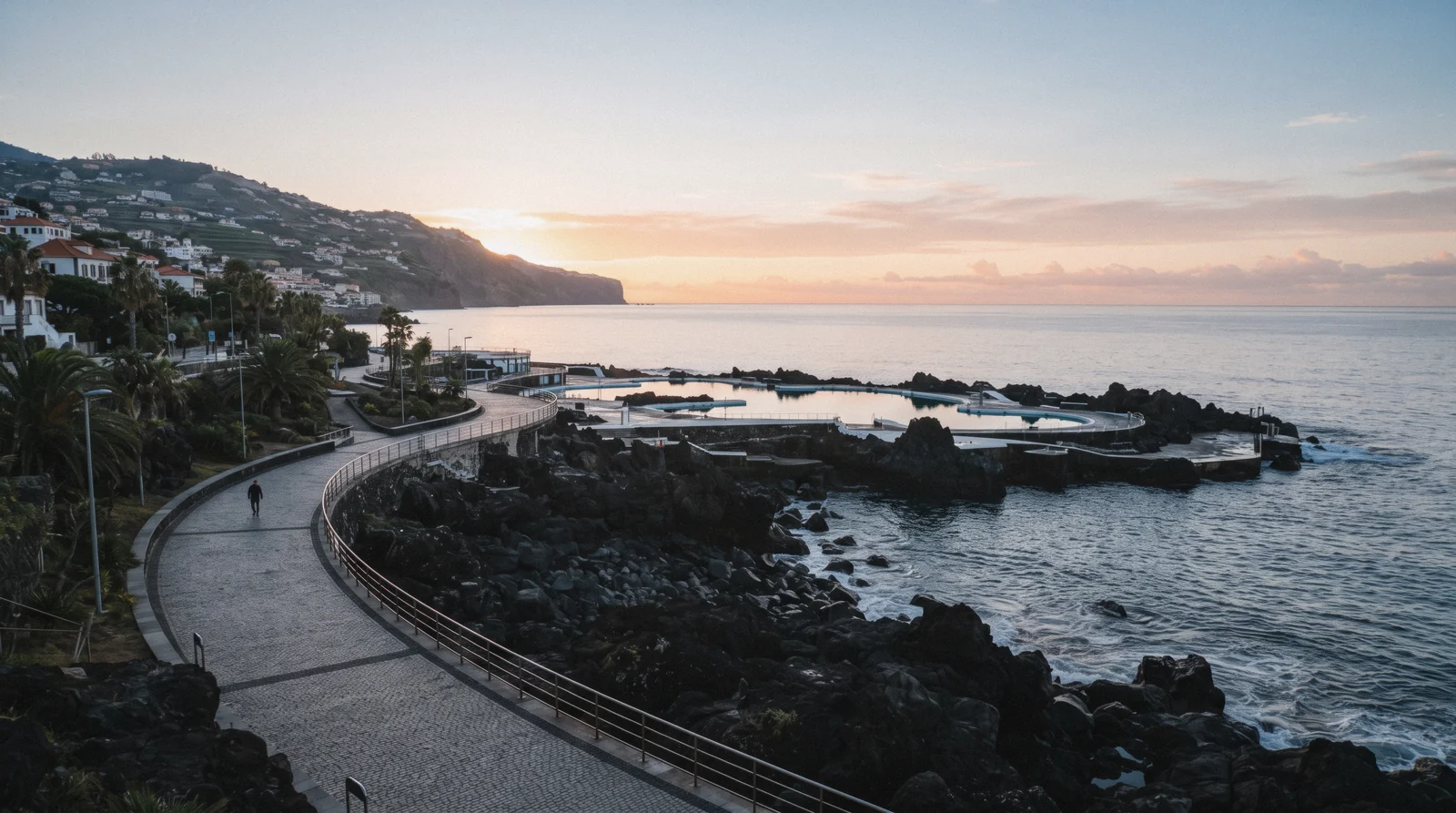 The Atlantic seen from a bathing complex on the coast of Funchal, Madeira