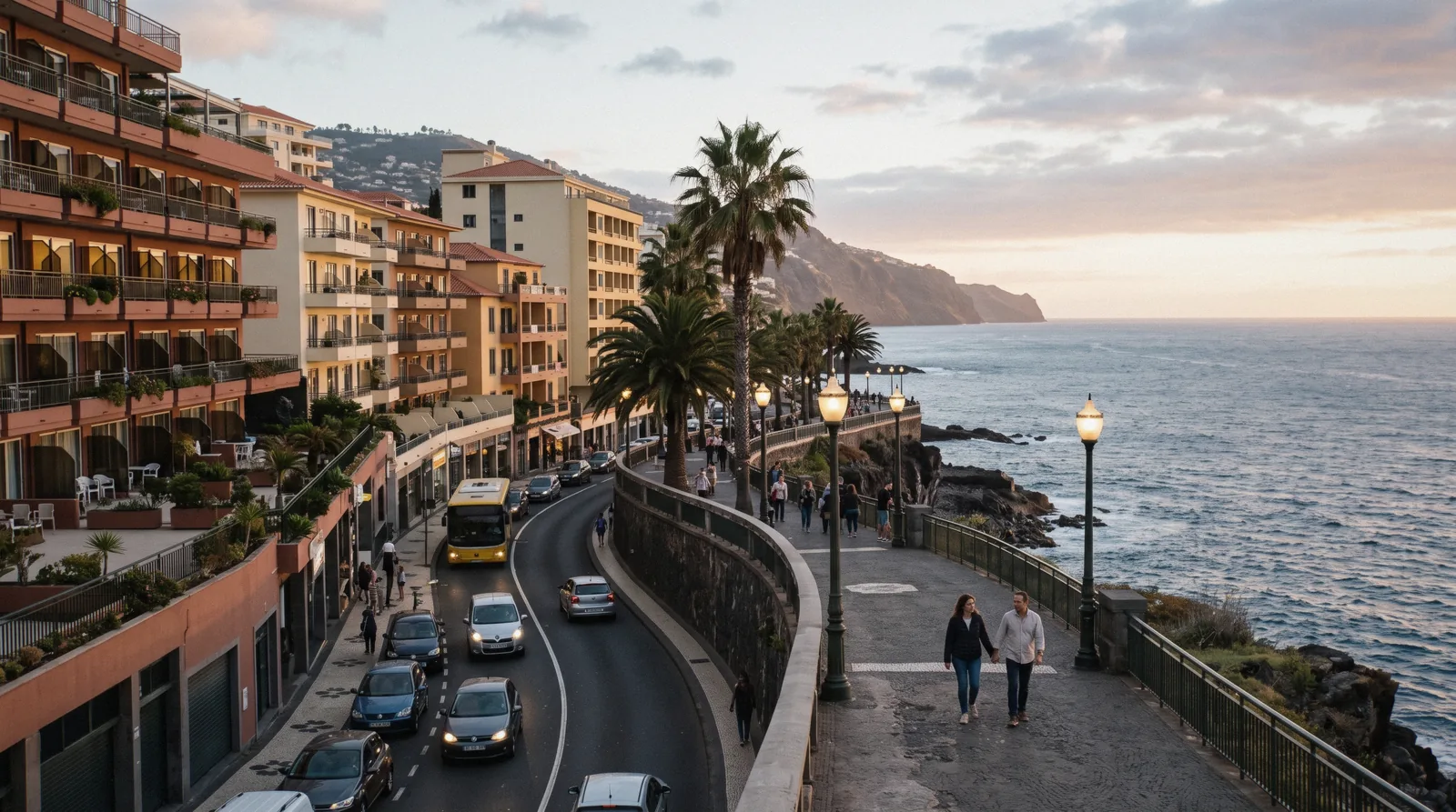 Rooftops and the bay seen from a hillside above Funchal, Madeira